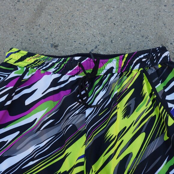Fabletics M Carrie Running Shorts Neon Abstract Zebra Print Wicking - Picture 3 of 7